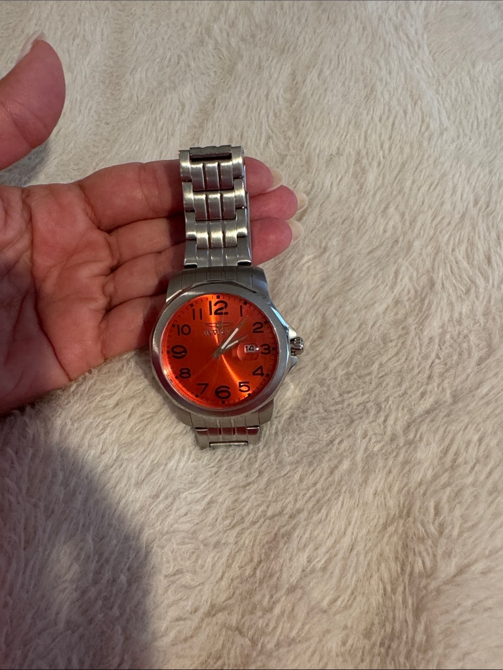 Invicta Stainless Steel Men's Watch with Orange Dial